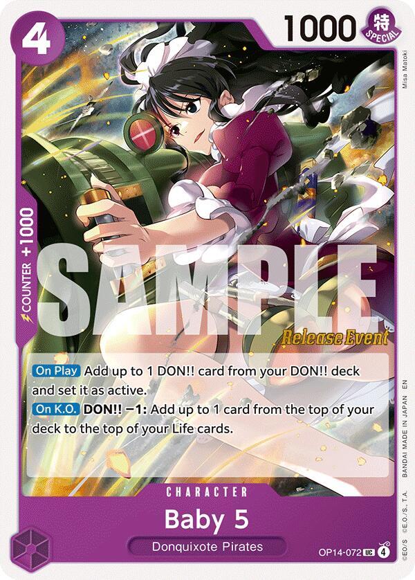 ベイビー Baby 5 - The Azure Sea's Seven Release Event Cards - One Piece