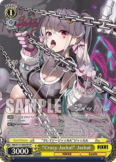 "Crazy Jackal" Jackal (SP) (Silver Stamp) GODDESS OF VICTORY: NIKKE Special Rare Weiss Schwarz card — value and price