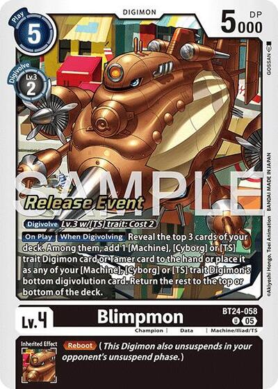 Blimpmon Time Stranger Release Event Cards Uncommon Digimon card — value and price