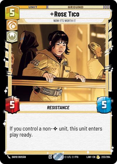 Rose Tico - Now It's Worth It A Lawless Time Rare Star Wars Unlimited card — value and price