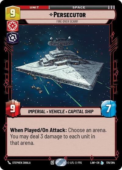Persecutor - Fire Over Scarif A Lawless Time Legendary Star Wars Unlimited card — value and price