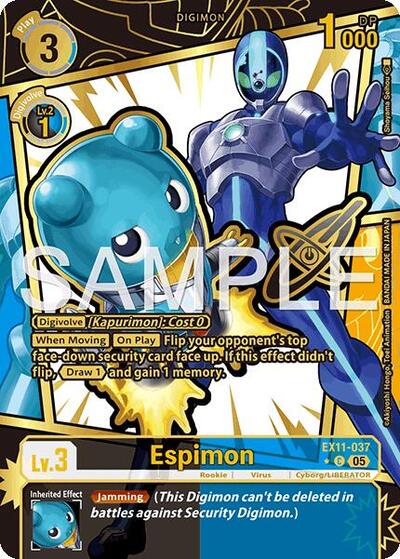 Espimon (Rare Pull) Dawn of Liberator Common Digimon card — value and price