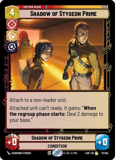 Shadow of Stygeon Prime A Lawless Time Rare Star Wars Unlimited card — value and price