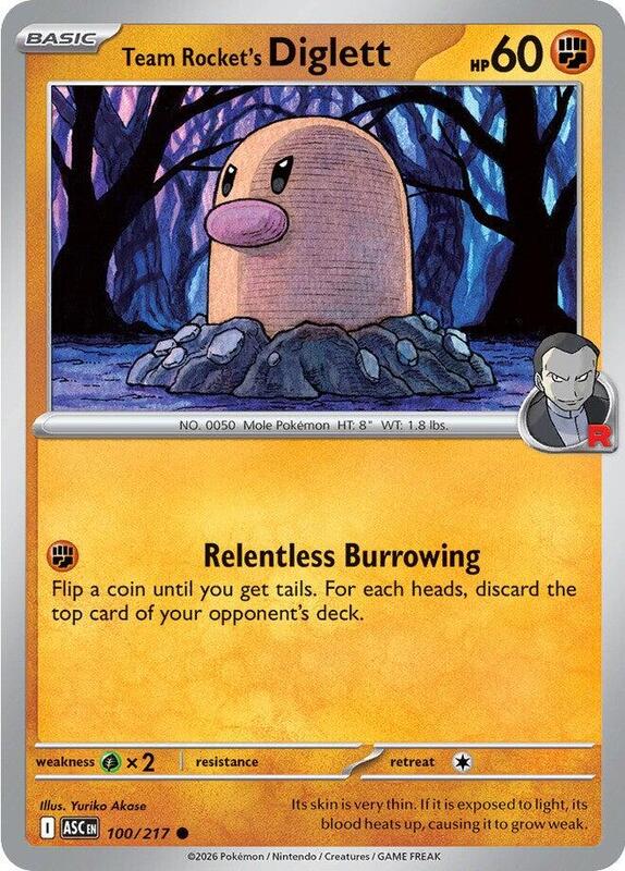 Team Rocket's Diglett 100/217 from ME: Ascended Heroes