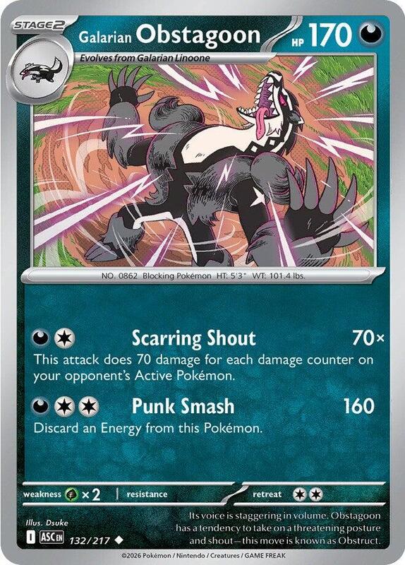 Galarian Obstagoon 132/217 from ME: Ascended Heroes