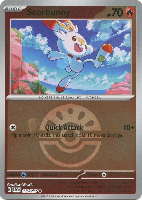 Scorbunny - 036/217 (Friend Ball) 036/217 from ME: Ascended Heroes