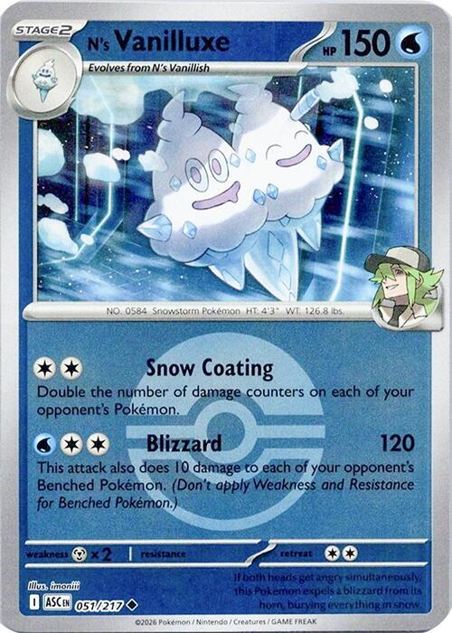 N's Vanilluxe (Poke Ball) 051/217 from ME: Ascended Heroes