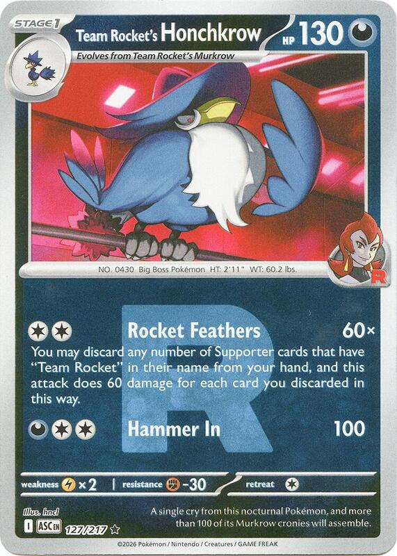 Team Rocket's Honchkrow (Team Rocket) 127/217 from ME: Ascended Heroes