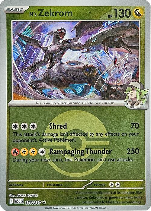 N's Zekrom (Poke Ball) 155/217 from ME: Ascended Heroes
