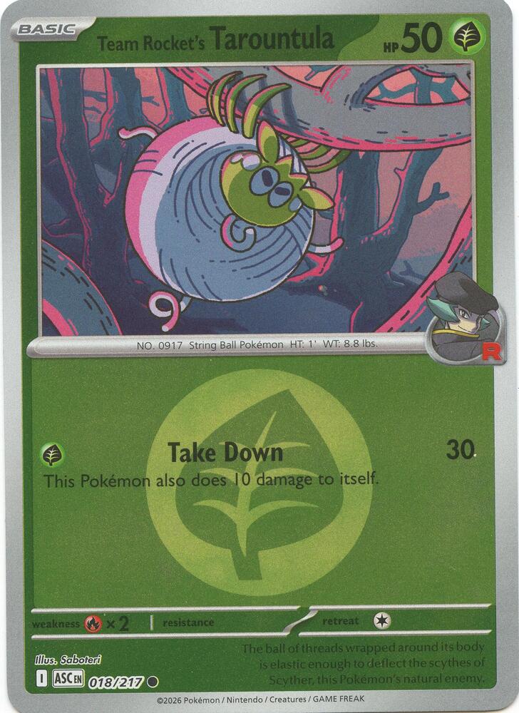 Team Rocket's Tarountula (Energy Symbol Pattern) 018/217