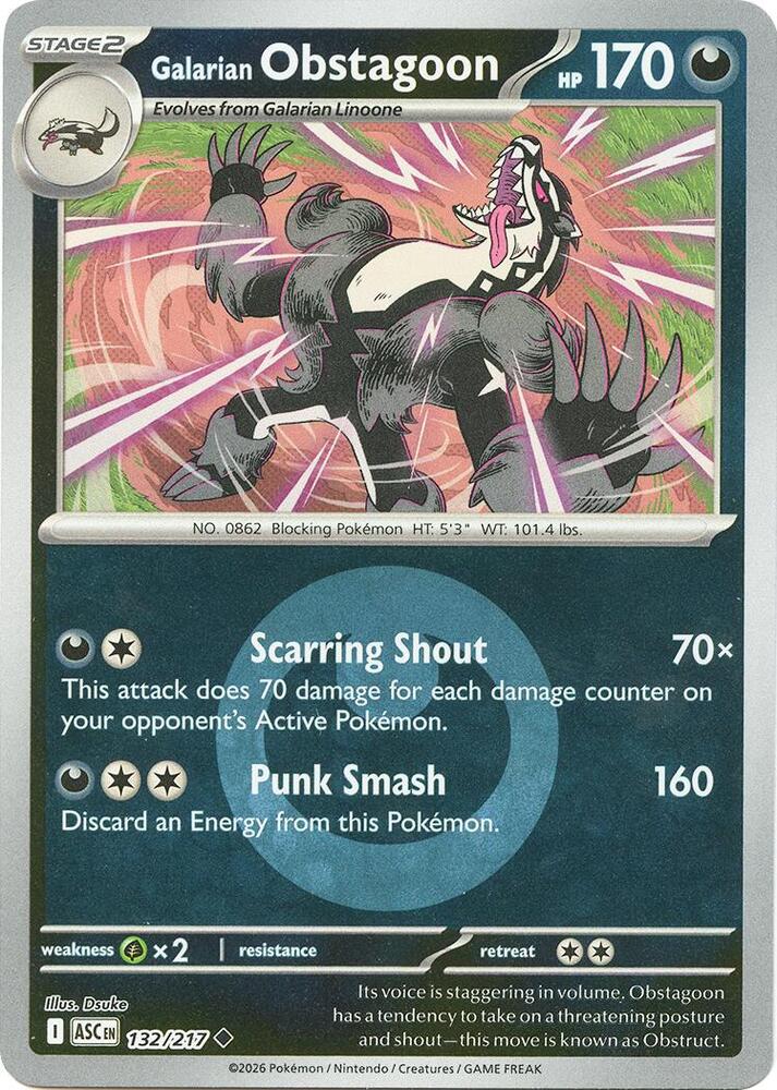 Galarian Obstagoon - 132/217 (Energy Symbol Pattern) 132/217