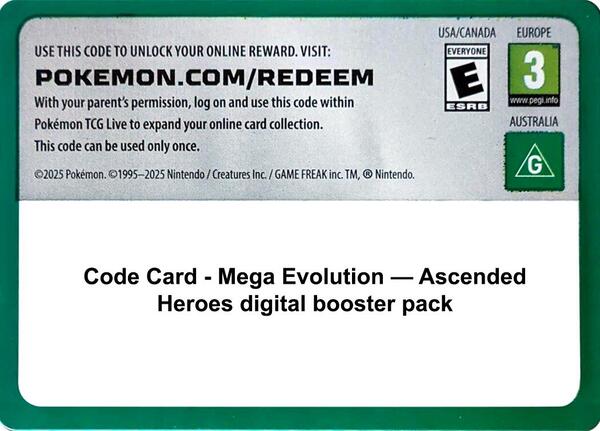 Code Card - Ascended Heroes Booster Pack