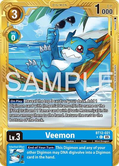 Veemon - BT12-021 (Gold Border) Advanced Booster Digimon Generation card price
