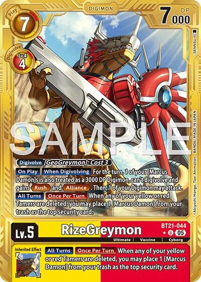 RizeGreymon - BT21-044 (Gold Border) Advanced Booster Digimon Generation Uncommon Digimon card — value and price