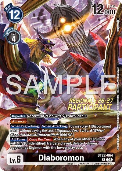 Diaboromon (Regionals 26-27 Season 1 Participant) Cyber Eden Rare Digimon card — value and price