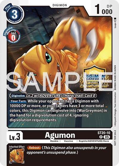 Agumon (World Championship 26–27 Regionals Season 1) Starter Deck 20: Protector of Light Rare Digimon card — value and price