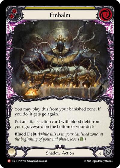 Embalm (Yellow) — Rainbow Foil Compendium of Rathe Majestic Flesh and Blood card — value and price