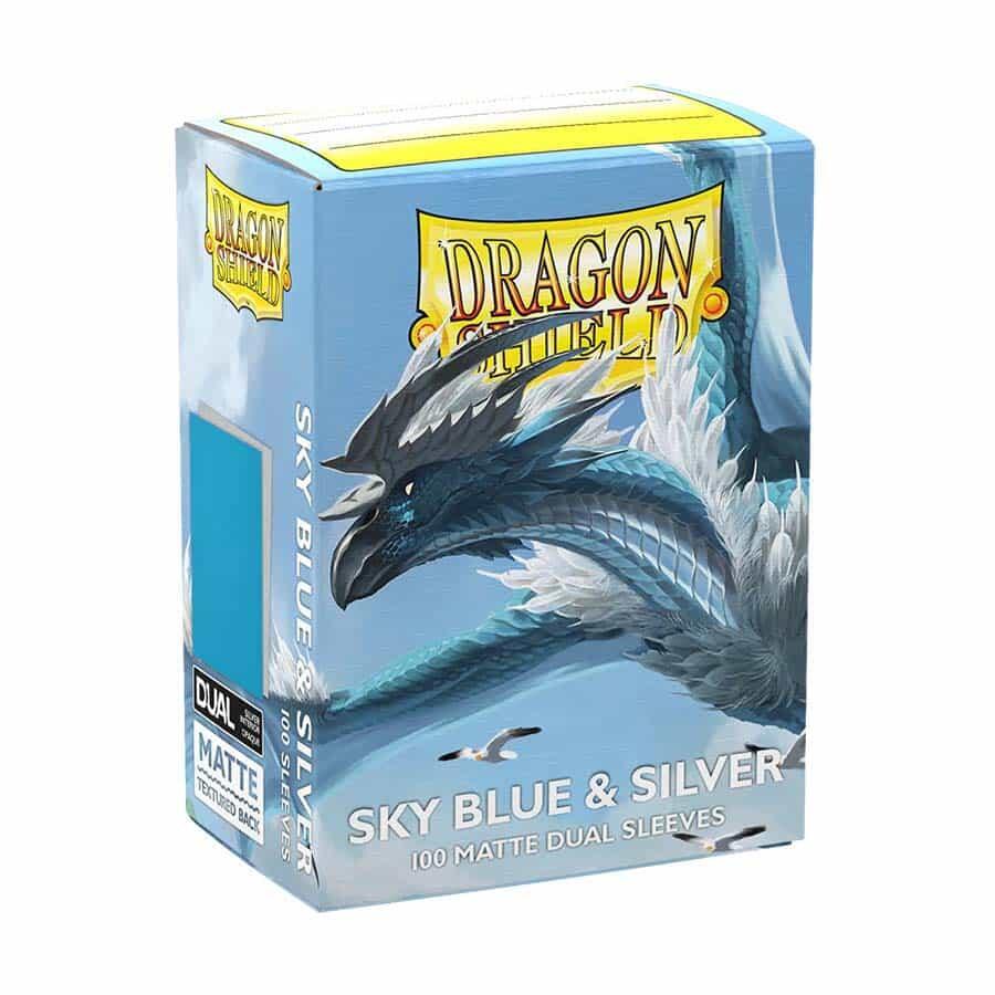 Dragon Shield Dual Matte Standard Sleeves - Sky Blue & Silver (100