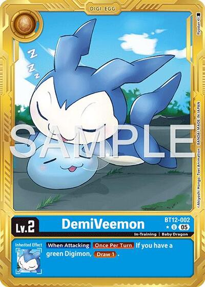 DemiVeemon - BT12-002 (Gold Border) Advanced Booster Digimon Generation card price