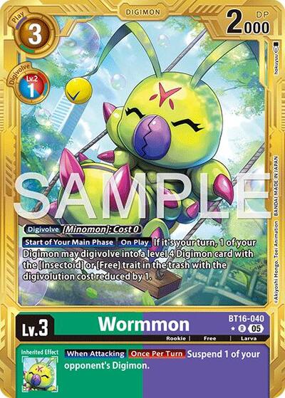 Wormmon - BT16-040 (Gold Border) Advanced Booster Digimon Generation card price
