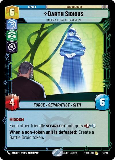 Darth Sidious - Under a Cloak of Darkness card