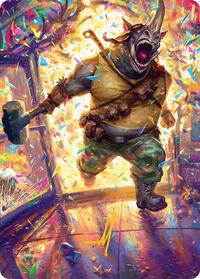 Rocksteady, Rowdy Rhino Art Card (Gold-Stamped Signature)
