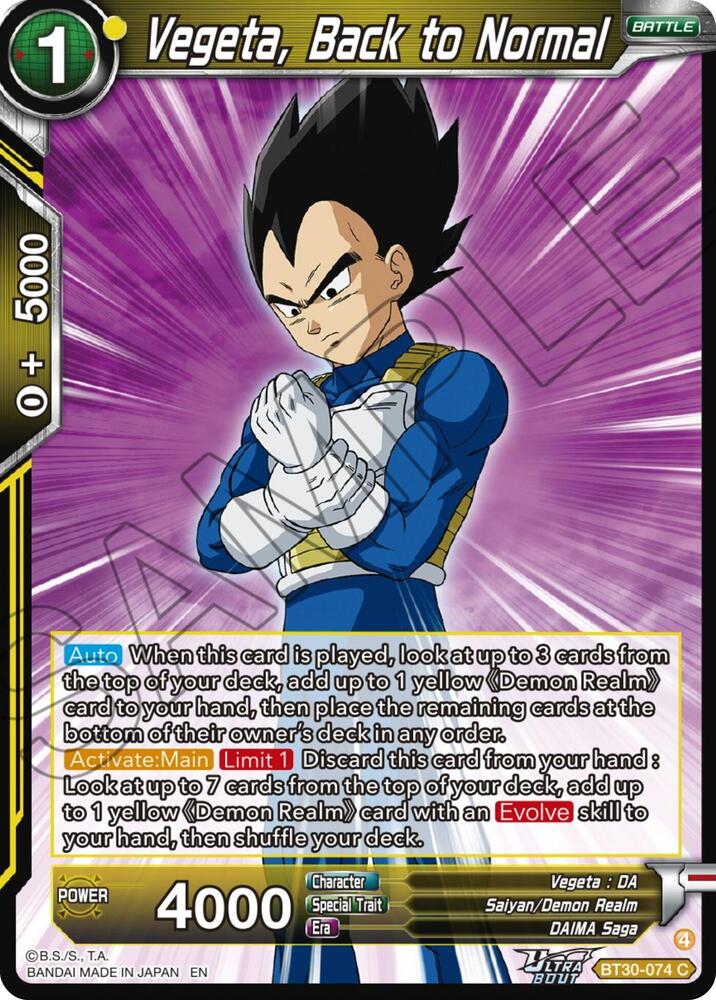 Vegeta, Back to Normal - Three Glorious Fighters - Dragon Ball