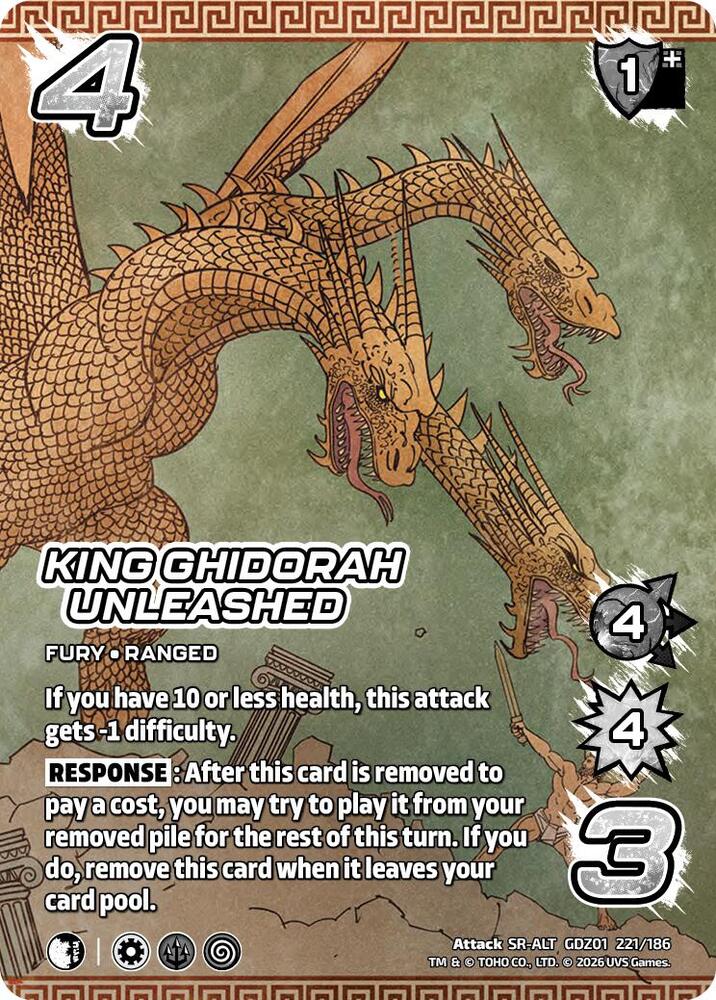5万スタート入札なければ取り消します！TG デビルモンスター葉2枚(大株) King Ghidorah Unleashed (Alternate Art) - Godzilla: Reign of Kaiju