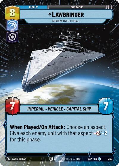 Lawbringer - Shadow Over Lothal (Hyperspace) A Lawless Time Legendary Star Wars Unlimited card — value and price