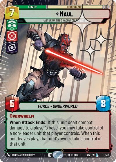 Maul - Master of the Shadow Collective (Hyperspace Foil) A Lawless Time Legendary Star Wars Unlimited card — value and price