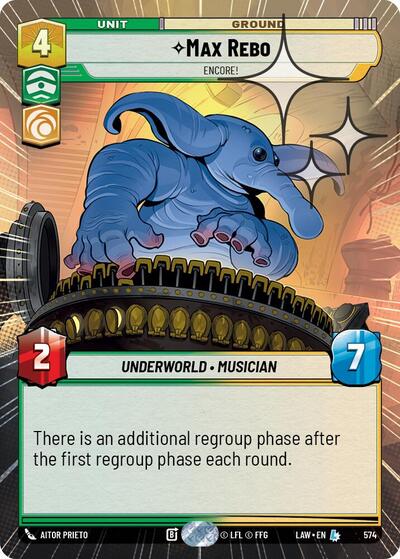 Max Rebo - Encore! (Hyperspace Foil) A Lawless Time Legendary Star Wars Unlimited card — value and price