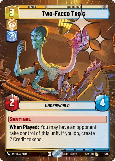 Two-Faced Troig (Hyperspace Foil) A Lawless Time Rare Star Wars Unlimited card — value and price
