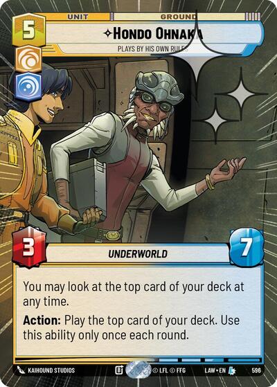 Hondo Ohnaka - Plays By His Own Rules (Hyperspace Foil) A Lawless Time Legendary Star Wars Unlimited card — value and price