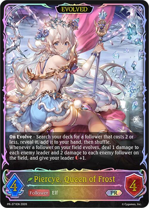 最終値下げ‼️MODYSSEY ボイプラ2 プジェハート設立会 イチェン トレカ Piercye, Queen of Frost (Evolved) - Shadowverse: Evolve Promo