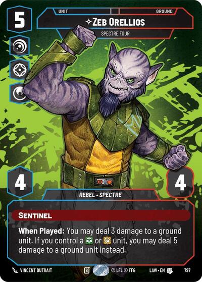 Zeb Orellios - Spectre Four (Prestige) A Lawless Time Uncommon Star Wars Unlimited card — value and price