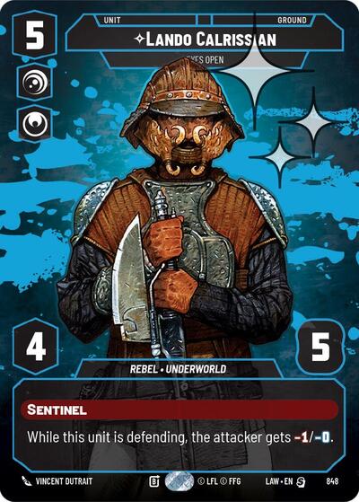 Lando Calrissian - Eyes Open (Prestige Foil) A Lawless Time Special Star Wars Unlimited card — value and price