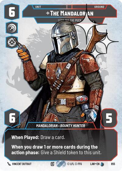 The Mandalorian - Let's See The Puck (Prestige Foil) A Lawless Time Legendary Star Wars Unlimited card — value and price