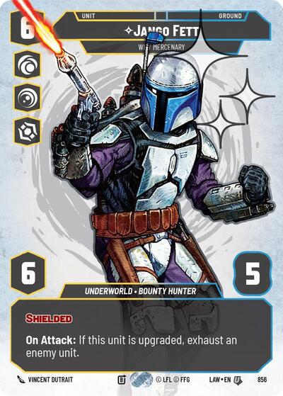 Jango Fett - Wily Mercenary (Prestige Foil) A Lawless Time Uncommon Star Wars Unlimited card — value and price