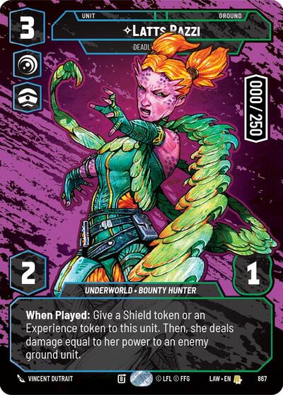 Latts Razzi - Deadly Whipmaster (Serialized) A Lawless Time Rare Star Wars Unlimited card — value and price