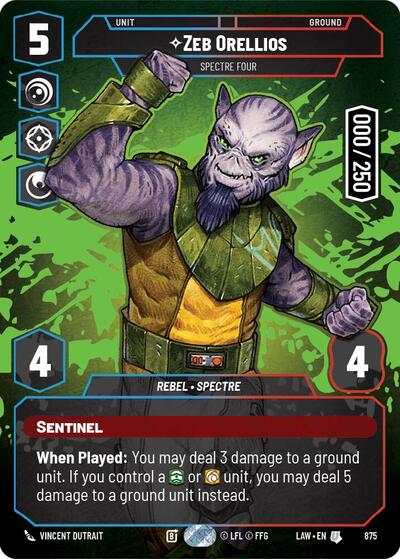Zeb Orellios - Spectre Four (Serialized) A Lawless Time Uncommon Star Wars Unlimited card — value and price
