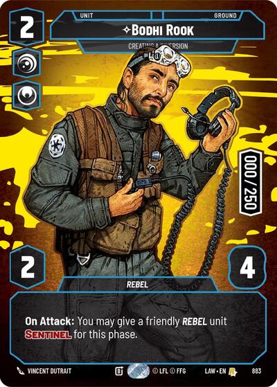 Bodhi Rook - Creating a Diversion (Serialized) A Lawless Time Rare Star Wars Unlimited card — value and price