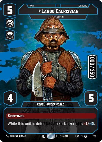Lando Calrissian - Eyes Open (Serialized) A Lawless Time Special Star Wars Unlimited card — value and price