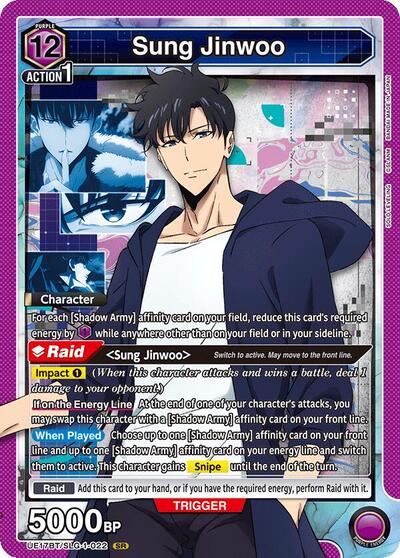 Sung Jinwoo (022) UE17BT: SOLO LEVELING Super Rare Union Arena card — value and price