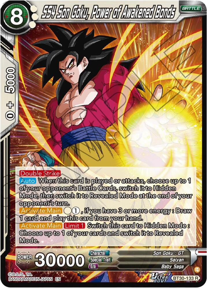 ドラゴンボールカードゲーム　BT30-133 孫悟空SS4 英語 SS4 Son Goku, Power of Awakened Bonds - Three Glorious Fighters