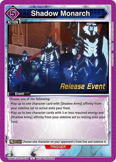Shadow Monarch UE17BT: SOLO LEVELING Release Event Cards Uncommon Union Arena card — value and price