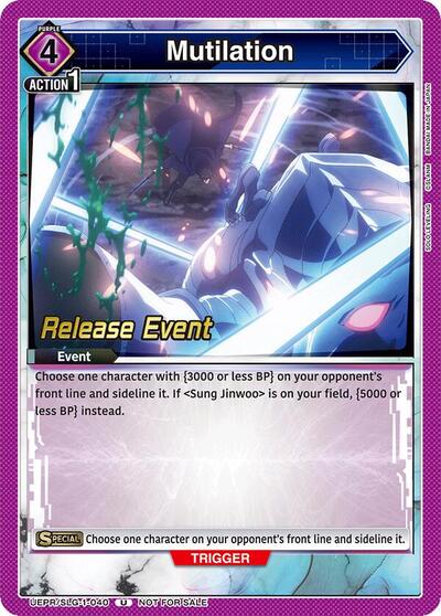 Mutilation UE17BT: SOLO LEVELING Release Event Cards Uncommon Union Arena card — value and price