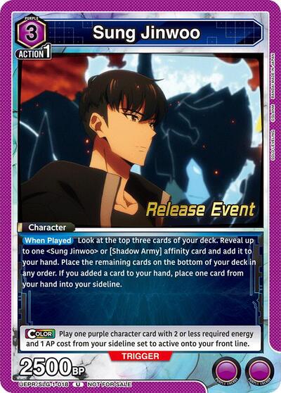 Sung Jinwoo (018) UE17BT: SOLO LEVELING Release Event Cards Uncommon Union Arena card — value and price