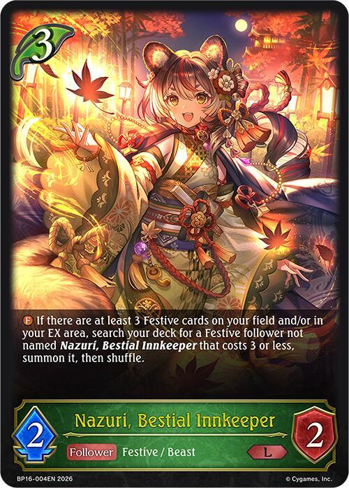Nazuri, Bestial Innkeeper - BP16: New World Genesis - Shadowverse