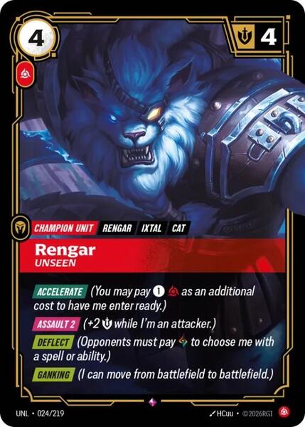 Rengar - Unseen - Unleashed - Riftbound: League of Legends Trading Card ...