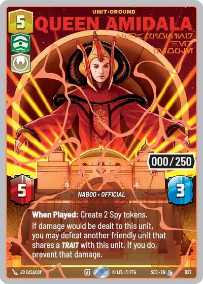 Queen Amidala - Championing Her People (Serialized) (Rose Gold) – Secrets of Power #1127 Star Wars: Unlimited card